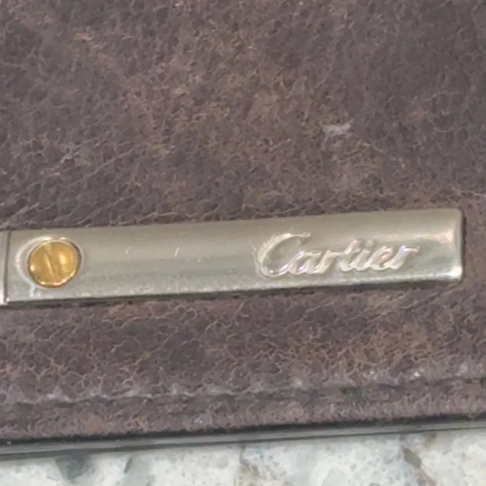 Cartier Dark Brown Leather Card Holder Wallet AUTHENTIC